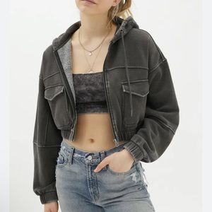 2 UO Yogi Fleece Copped Zip Up Hoodies